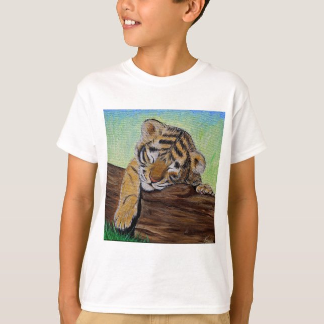 Sleeping Tiger Cub Painting T-Shirt (Front)