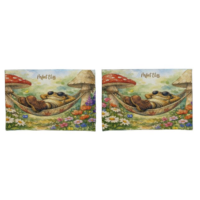Sleeping Toad and Mushrooms Pillowcase Set  (Front-Set)