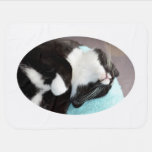 sleeping tuxedo cat chin view kitty image stroller blanket