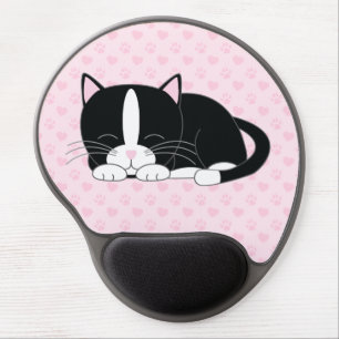 Sleeping Tuxedo Kitten {pink} Gel Mouse Pad