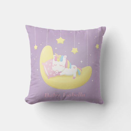 Sleeping Unicorn Girl Nursery Room Decor Pillow