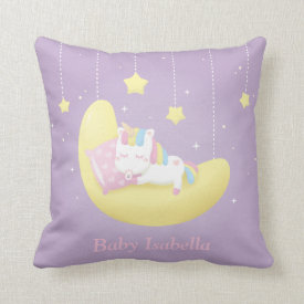 Sleeping Unicorn Girl Nursery Room Decor Pillow