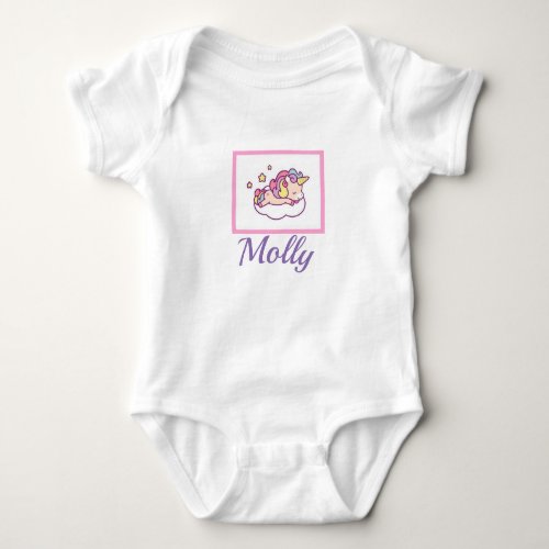 Sleeping Unicorn NAME Kawaii Onsie Sleeper Baby Bodysuit