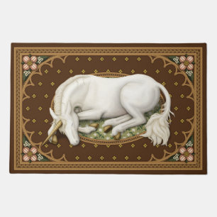Sleeping Unicorn on a Brown 45"x30" Fairytale Doormat