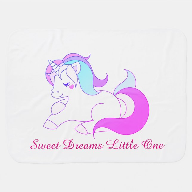 Sleeping Unicorn Receiving Blanket (Horizontal)