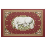 Sleeping Unicorn Red Medieval 1 yd Panel Fabric