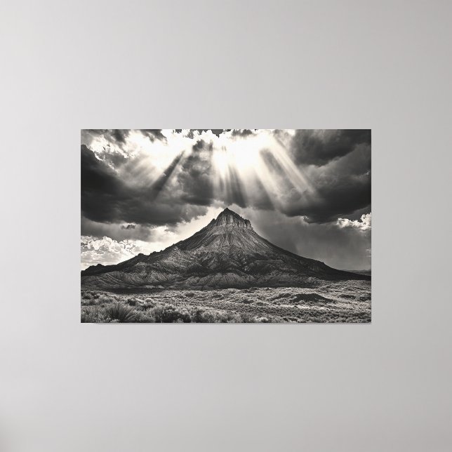 Sleeping Ute Mountain black and white photography Canvas Print (Front)
