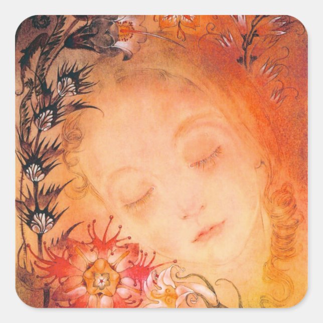 Sleeping Vintage Girl Sticker (Front)