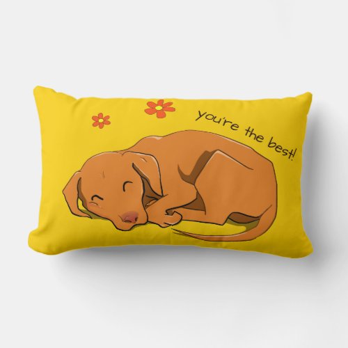 Sleeping Vizsla Custom Text Rectangular Pillow