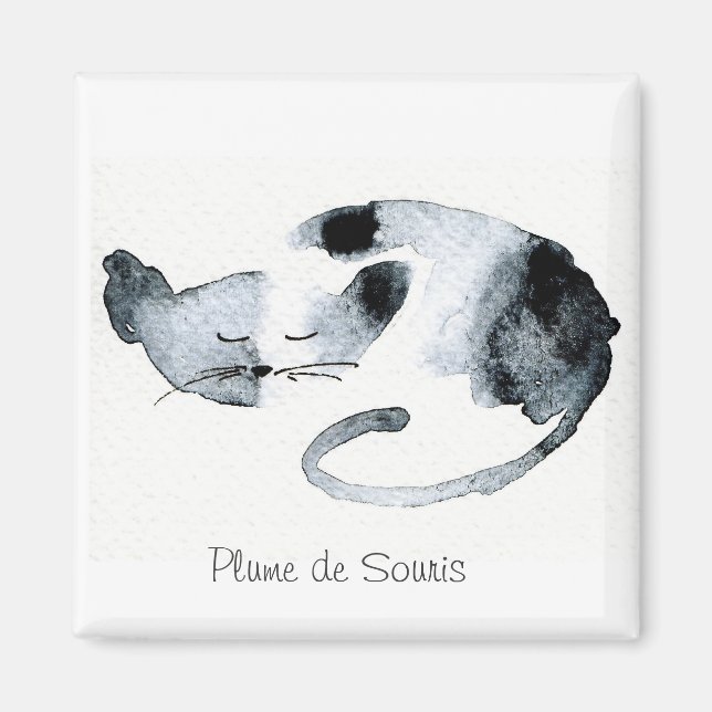 Sleeping watercolor gray magnet (Front)