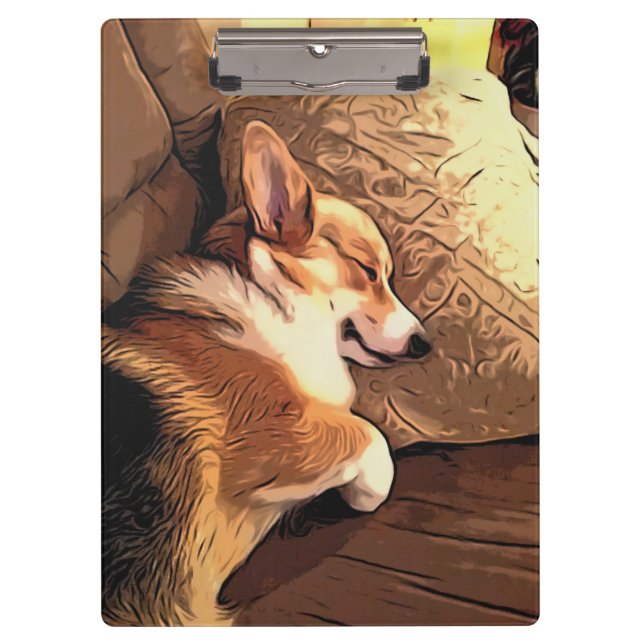 Sleeping Welsh Corgi Clipboard (Front)