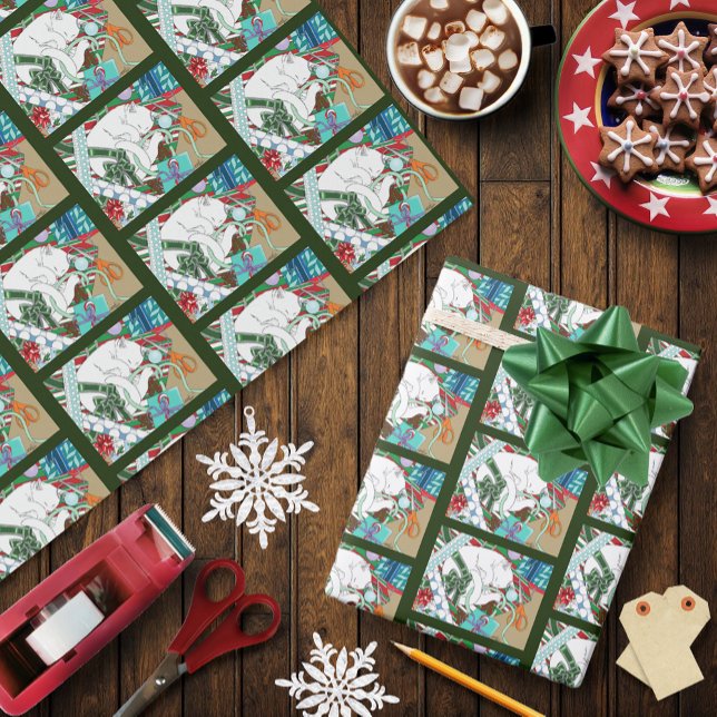 Sleeping White Cat Christmas Wrapping Paper (Creator Uploaded)