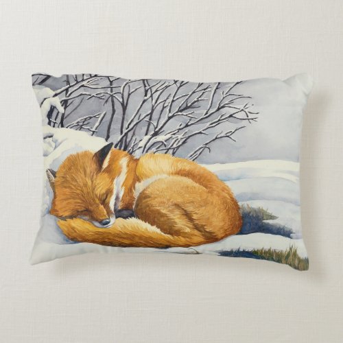 Sleeping Winter Fox Pillow