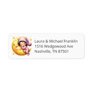 Sleeping With The Moon Baby Shower Return Address Label