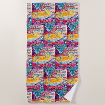 Sleeping with the sea horses beach towel