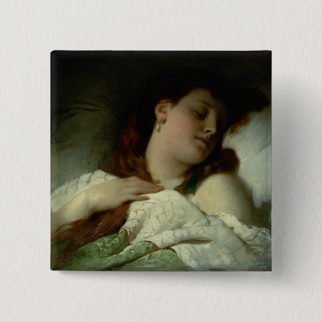 Sleeping Woman Pinback Button (Front)