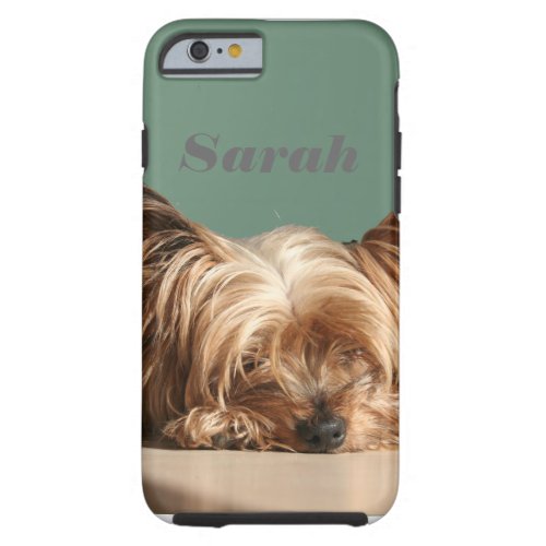 Sleeping Yorkie dog Tough iPhone 6 Case