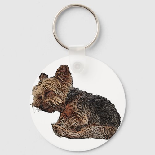 Sleeping Yorkie Keychain