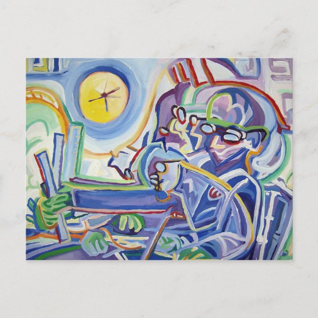 Sleepless Man With Ruler Postcard (Front)