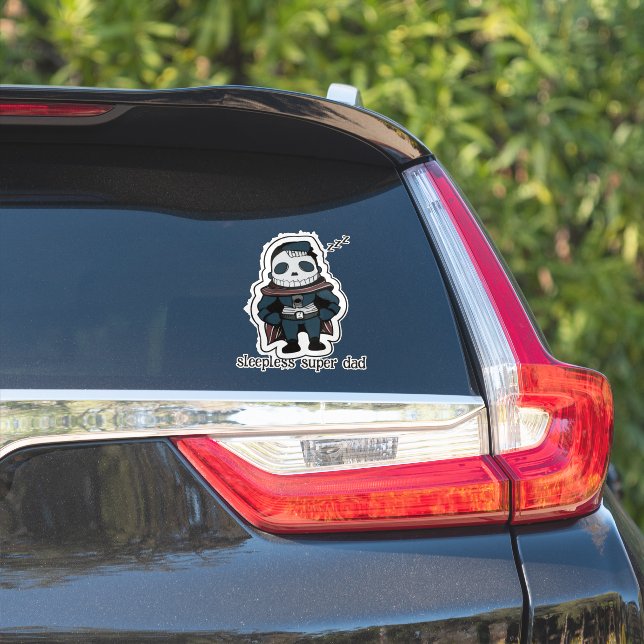 Sleepless Super Dad Sticker (Car Side)