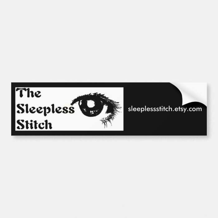 sleeplessstitch logo copy, sleeplessstitch.etsybumper sticker