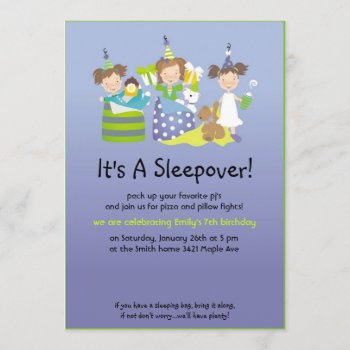 Sleepover And Pillow Fights Invitation by SERENITYnFAITH at Zazzle