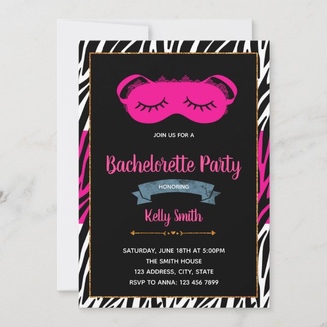 Sleepover bachelorette party invitation (Front)