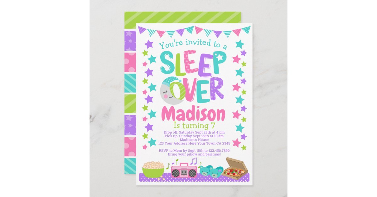 Sleepover Birthday Invitation | Zazzle