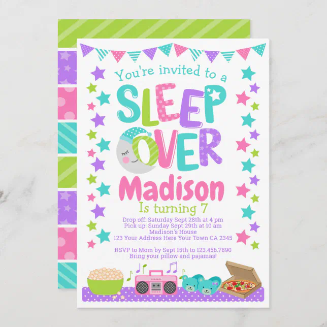 Sleepover Birthday Invitation | Zazzle