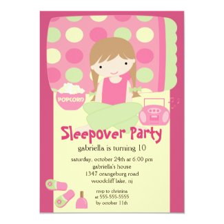Sleepover Birthday Party Inviation Card