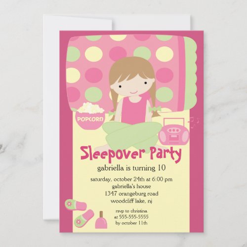 Sleepover Birthday Party Inviation Invitation