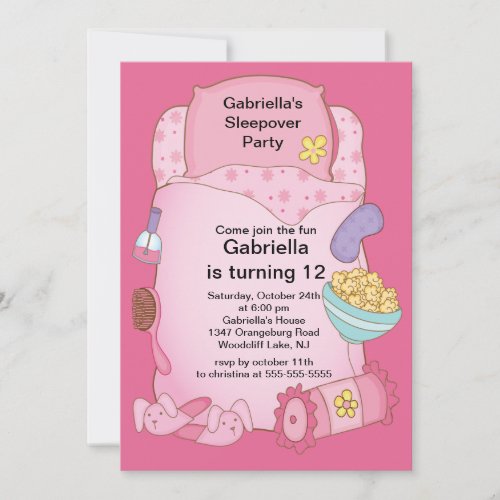 Sleepover Birthday Party Invitation