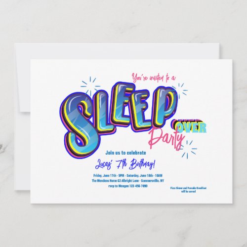 Sleepover Birthday Party Invitation