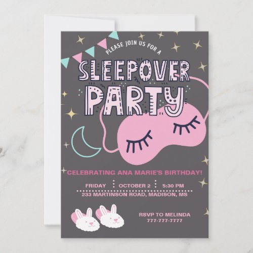 SLEEPOVER BIRTHDAY PARTY INVITATION