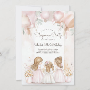 Sleepover Birthday party Movie night Girl birthday Invitation