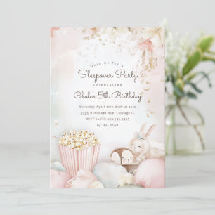 Sleepover Birthday party Movie night Girl birthday Invitation