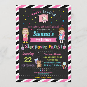 Sleepover Birthday Party Slumber Girls Invitation
