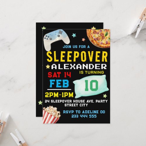 Sleepover Boy Slumber Party Invitation