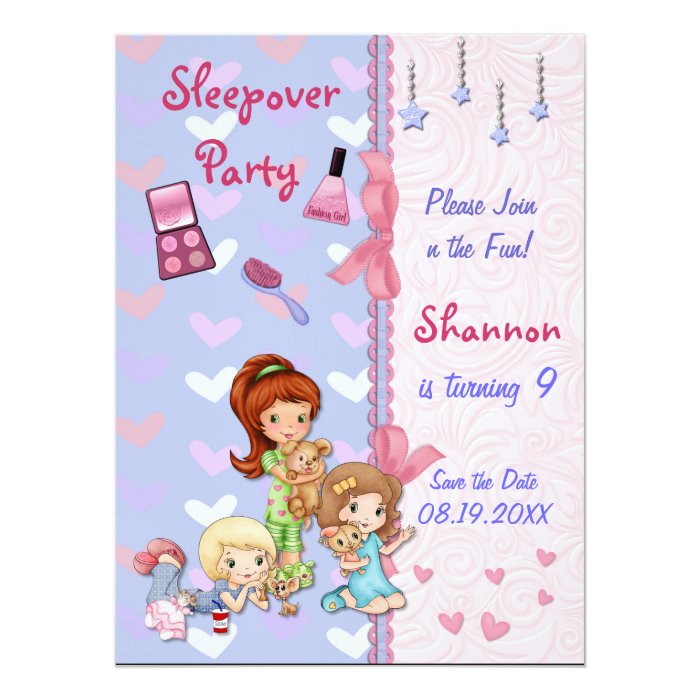Sleepover Friends Slumber Birthday Party Card | Zazzle