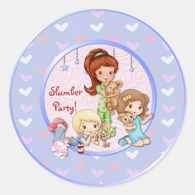 Sleepover Friends Slumber Fun Classic Round Sticker (Front)