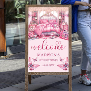 Sleepover Girl Birthday Personalized Welcome Poster
