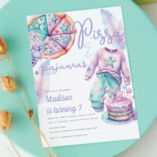 Sleepover Girl Birthday Pizza & Pajamas Invitation