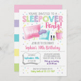 Invitación Sleepover Fiesta Slumber Chica Spa Cumpleaños Rosa