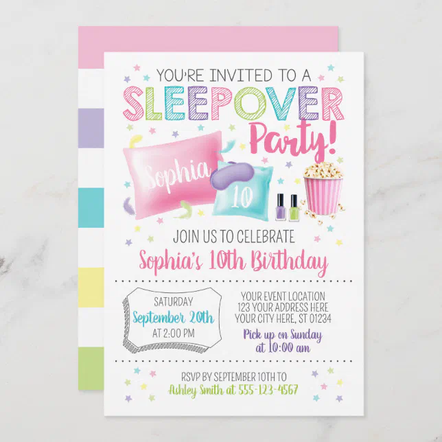 Sleepover Invitation, Slumber Party Birthday Invitation | Zazzle