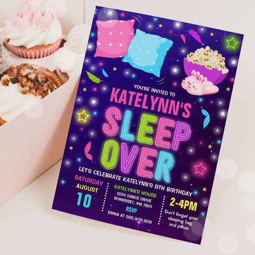 Sleepover Invitation Slumber Party Sleepover Party