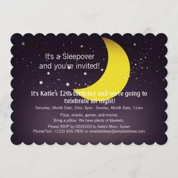 Sleepover Moon And Stars Invitation by rdwnggrl at Zazzle