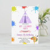 Sleepover painting party invitation (Standing Front)