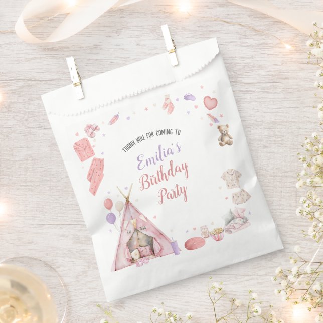 Sleepover Pajama Birthday Party Favor Bag (Clipped)