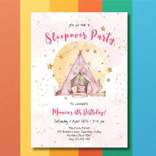 Sleepover pajama kids birthday party invitation