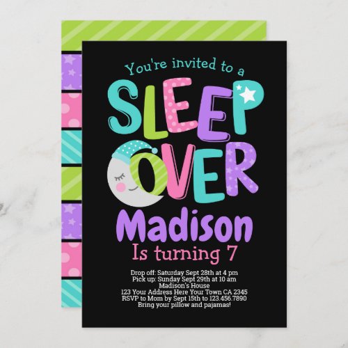 Sleepover Pajama Party Birthday Invitation